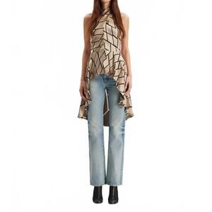 NEW THEO THE LABEL theia retro burnout hi-low halter top in sand